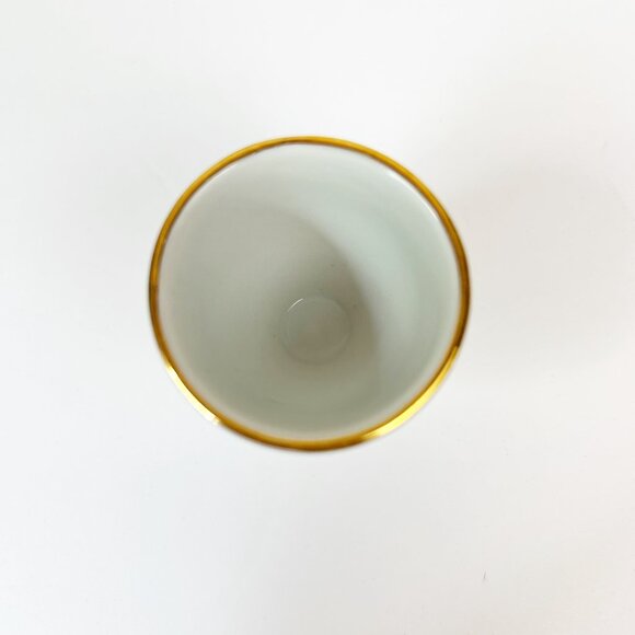 PORSGRUND Farmers Rose Footed Egg Cup Gold Trim Norway Single Cup MCM - Picture 5 of 8